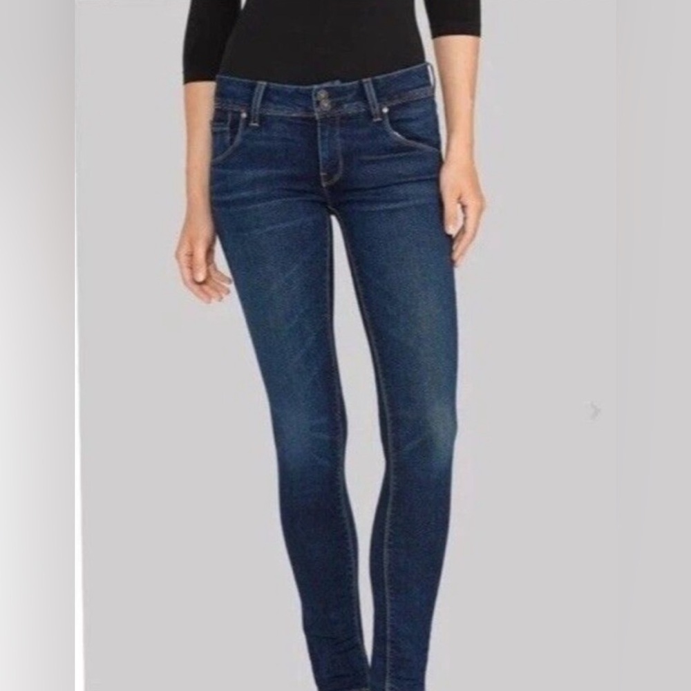 ~Hudson Collin Mid Rise Raw Hem Skinny Jeans